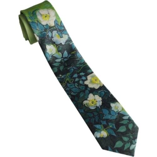 Free Shipping New Male Original design Oil painting [wild rose] printed tie British female students retro personality necktie