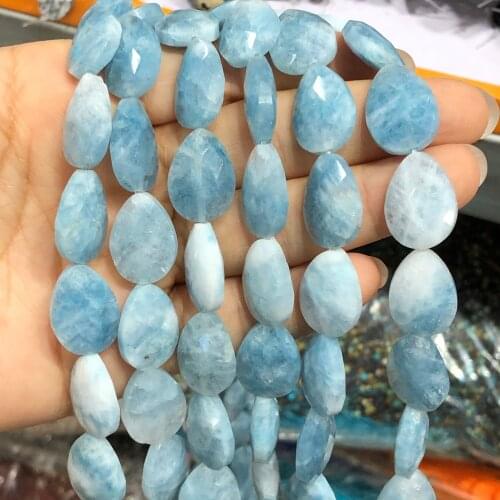 13*18mm Natural Faceted Blue Aquamarines Stone Water Drop Shape Loose Spacer Beads For Jewelry Making Diy Accessories Bracelets