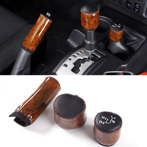 For Toyota FJ Cruiser 2007-2020 3pcs Carbon Fiber Color ABS Parking Handbrake Cover