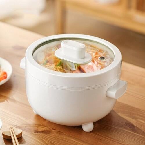 2L Electric Cooking Pot Multicooker Food Steamer Non-Stick Ceramic Liner Home Frying Pan Cooking Egg Hotpot Instant Noodles 220V