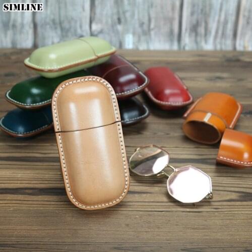 Genuine Leather Eyeglasses Box Vintage Handmade Hard Luxury Portable Spectacle Glasses Storage Bag Case Sunglasses Holder Cover