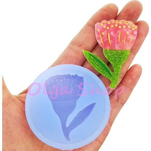 HYL467 49.6mm x 32.6mm Fancy Flower Silicone Mold ins Earrings Necklace Pendant Making Resin Clay Art Cake Decoration Fondant