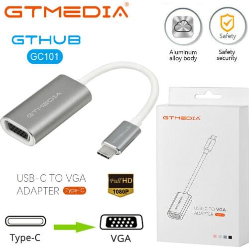GTMEDIA Type-C USB 3.1 to VGA Convertor 1080P@60Hz Aluminum Body Video Adapter for MacBook,New MacBooK Pro,XIAOMI,HP,HUAWEI,et
