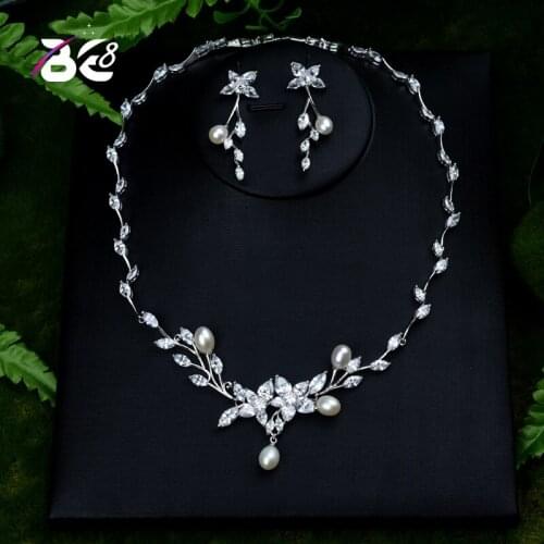 Be 8 Fashion New Top Quality Wedding Jewelry Sets AAA CZ Leaf Design Bridal Earrings Necklace African Jewelry Set S396