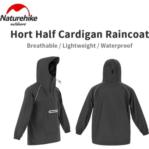 Naturehike Short Half Cardigan Raincoat Rainstorm Waterproof Lightweight Fashion Coat Outdoor Hiking Travel Climbing Camping