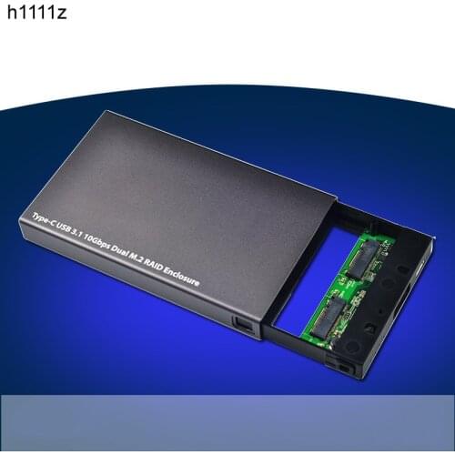 NEW Type-C to M2 NGFF Dual SSD Interface Enclosure Box Case Raid Card Type-C USB 3.1 Gen2 10Gbps Dual M2 Raid Adapter Box for PC