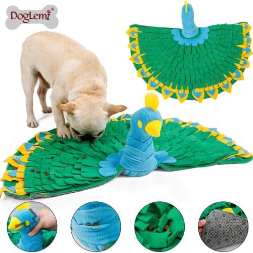Pet Snuffle Mats Peacock Design Slow Eatting Mat IQ Training Nose Work Dog Chew Toy Mat
