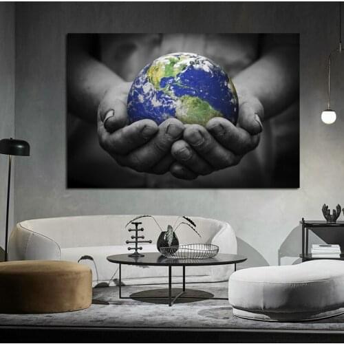 Colorful Earth in Hand We Are The World Art Canvas Painting Posters and Prints Wall Picture For Living Room Home Decor No Frame