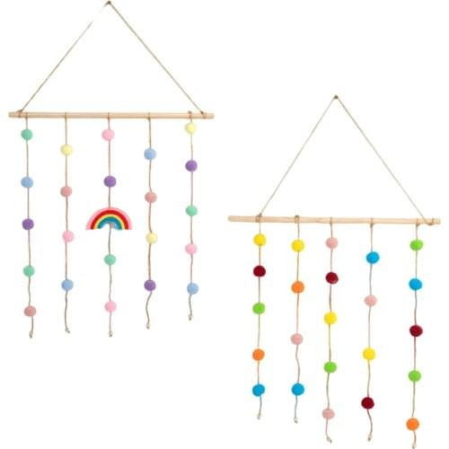 Boho Colorful Pom Pom Pendant Tassel Hanging Bedroom Art Home Decor Gift