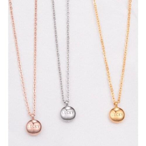 Hot Selling Gold Color Lucky Bean Pendant Necklace For Girl Woman Gifts Rose Gold Stainless Steel Round Bead Chians Jewelry