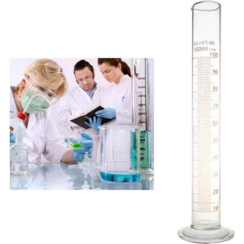 Thick Glass Graduated Measuring Cylinder 100 mL Single Metric Scale Chemistry Lab Spout Measure K0AB