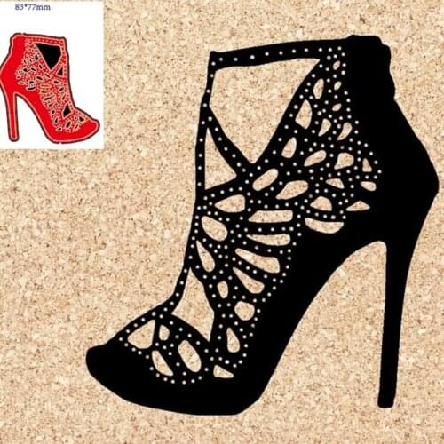 066E Metal Cutting Dies Lady Hollow High Heel Die Cuts Women Shoes Background Cutting Dies Stencil Cards Making Accessories