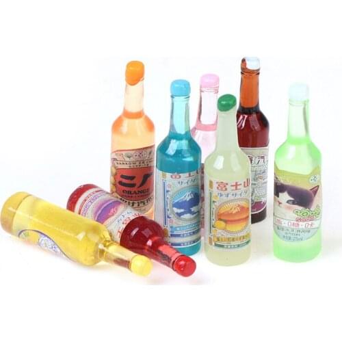 New5Pcs 1/12 Dollhouse Miniature Accessories Mini Resin Soda Bottle Simulation Water Bottle Model Toy for Doll House Decoration