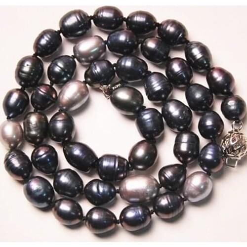 Fashion natural Akoya multicolor pearl necklace 9-10mm barrel rice beads high grade women wholsesale price jewelry 18inch MY4784