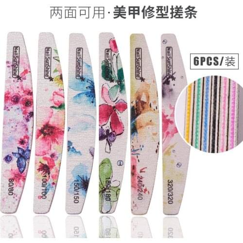 Fashion 10 pcs/bag Nail Files Tooth Anti-Water Wearproof Shaped Nail Files Nail-Fixing Coarse Thicken Printing Grinding Strips