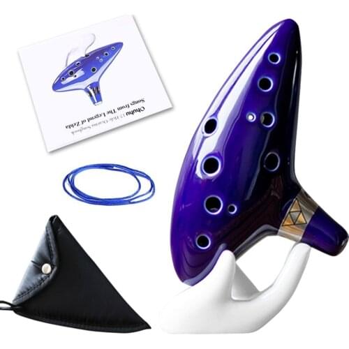 Newly Ocarina with Song Book 12 Hole Alto C Ocarinas Play Gift with Display Stand Protective Bag