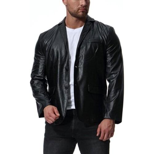 2020 autumn and winter new blazer men Europe and America trend PU leather clothing England large size leather casual suit jacket