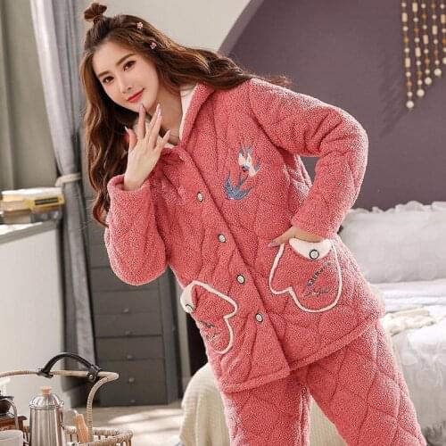 New one-piece Dropshipping thickened pajamas womens autumn and winter sweet thick cardigan hooded sports suit home wear