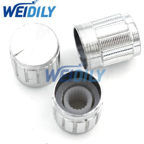 10PCS/LOT 15*17mm aluminum alloy potentiometer knob rotary switch volume control knob Silvery Hat