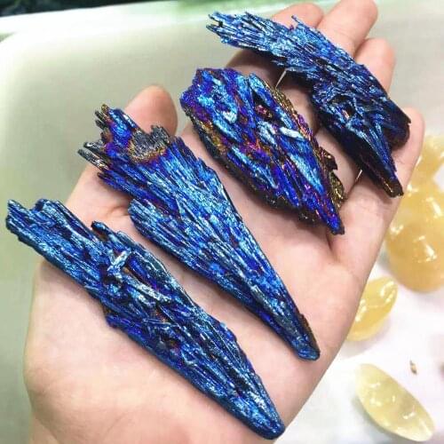 Natural stones and minerals black tourmaline rough stone electroplated crystal