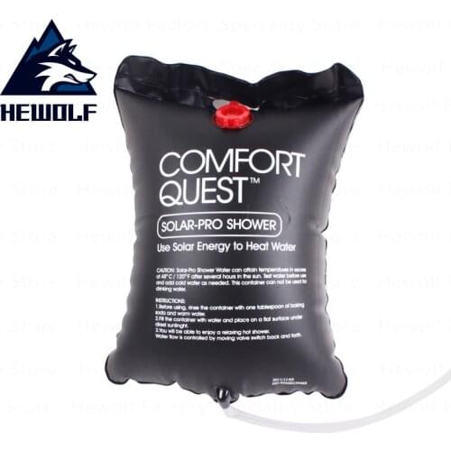Hewolf Camping 20L Water Bag Foldable Portable Shower Bag Outdoor Solar Heating Storage Bag Camping Beach Travel Shower Bag