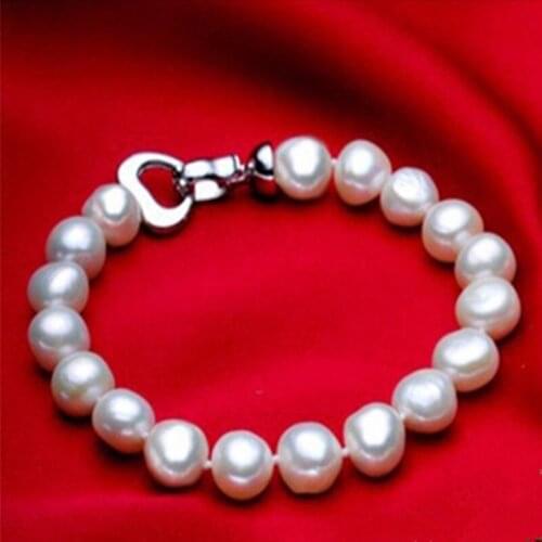 ZHIXI Pearl Bracelet For Women Fine Jewelry Freshwater Baroque Pearl Bracelets White 8-9mm Stone Beads Birthday Gift S1118