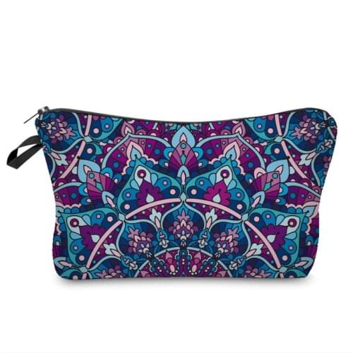 Mandala Flower Pattern Womens Cosmetic Bag Cosmetic Mobile Phone Change Storage Bag Office School Pencil Case Zipper Waterproof
