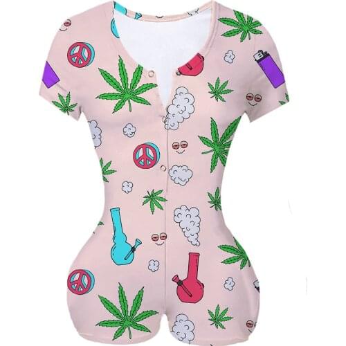 Women Custom Stoner 420 Sublimation Print Summer Short Sleeves Onesie