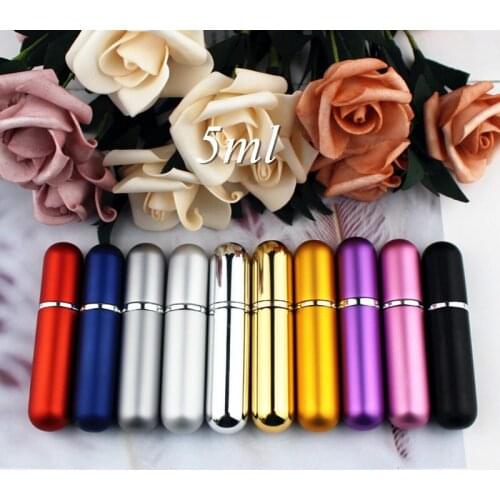 1PC 5ml 6ml Portable Perfume Spray Bottle Refillable Glass Bottle Empty Cosmetic Containers Travel Aluminum Perfume Atomizer