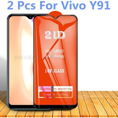 2 Pcs Curved Tempered Glass For VIVO Y91 Full Cover 11H Protective film Screen Protector For vivo y91