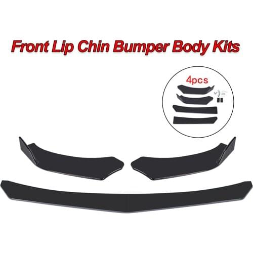 4pcs Universal Car Front Bumper Automobile Spoiler Splitter Lip Body Kit ABS Bumper Canard Lip Car Exterior Accessories
