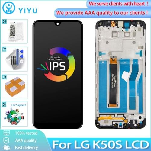 6.5" New For LG K50S LMX540HM LM-X540 LM-X540BMW LCD Display Touch Screen With Frame Digitizer Panel Assembly Replacement Parts