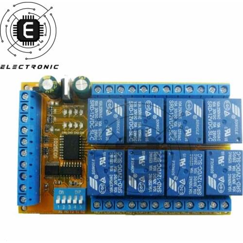 8ch DC 5V 12V 24V DIP Switch Delay Relay Module Flip-Flop Latch Bistable Self-locking Interlock Latch Power Conditioner