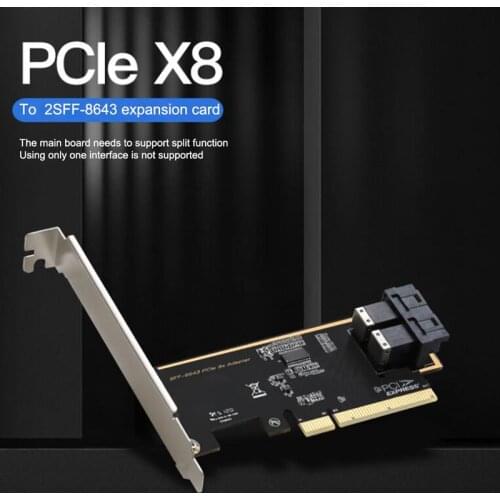 SSD Adapter PCIE X8 To Dual Ports U.2 SFF8639 Ports Nvme SSD Converter For Windows 7/8/8.1/10 64-Bit
