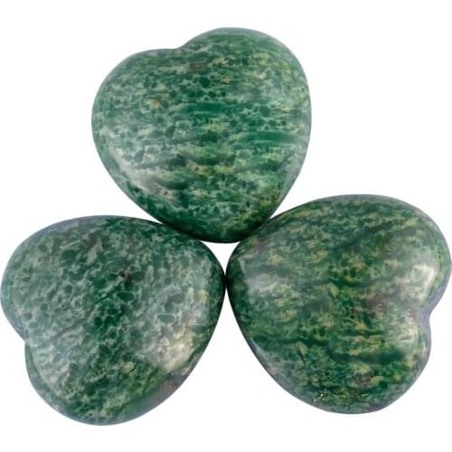 TUMBEELLUWA African Jade Crystal Heart Shaped Worry Stone,Puff Crystal Pocket Palm Stones for Chakra Energy Healing Decor 0.98