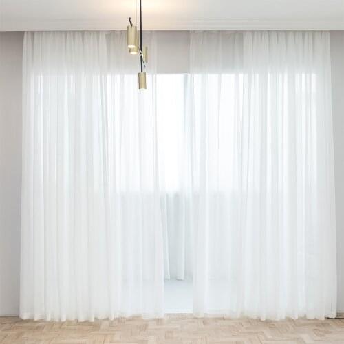 White Tulle Curtains for Living Room Bedroom Decoration Modern Solid Colo Chiffon Sheer Voile Kitchen Window Finished Drapes