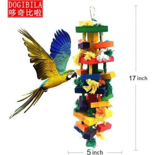 Big colored bird toys cotton rope wood block gnawing parrots gnawing toys four-layer toys budgie accesirios para aves