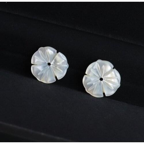 13MM 6Pcs 100% Natural Pearl Three Leaf Shell Flower Jewelry Beads Jewellery Accessories Findings Fittings