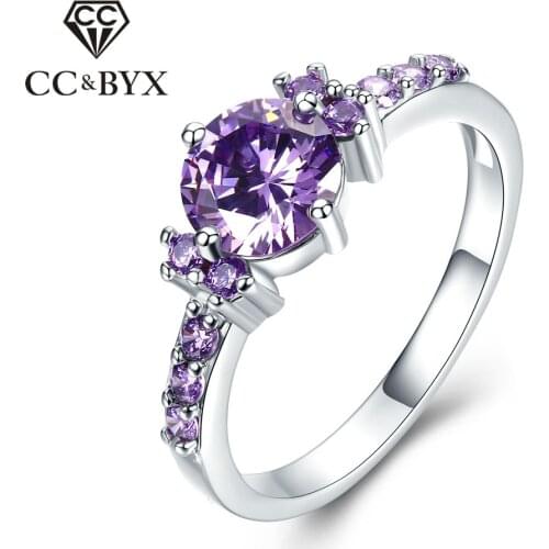 CC luxury purple engagement rings for women aneis vintage CZ wedding ring bijoux bague femme chiristmas gifts CC199