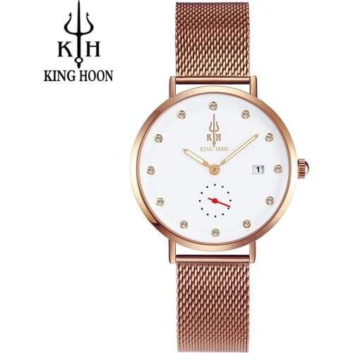 KING HOON Watch Women Rose Gold Waterproof Date Quartz Watches Ladies Top Brand Luxury Female Wrist Watch Girl Clock Women Watch