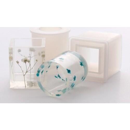 Cylinder Square Resin Flower Pot Silicone Molds DIY Cube Mould Planter Pot Mold Pen Holder Candle Soap Making Decoration 1PC