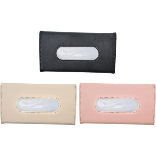 50LC Vehicle Mounted Mask Tissue Holder Car Napkin Storage Organizer PU Leather Directly Clamp Decoration for Girls