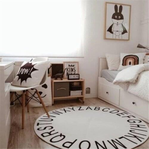 Baby Play Mat Childrens Round Carpet Kids Rug Playmat Baby Crawling Game Pad With Letter Alphabet Soft Floor Infant INS Blanket