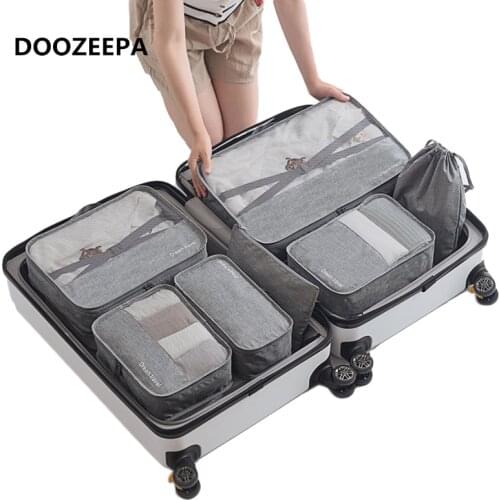 DOOZEEPA 7PCS/Set Travel Bags Men Women Packing Cubes Luggage Packing Organizer Bag Oxford Fabric Storage Pouch Cube Organizer