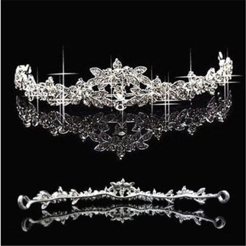Elegant Crystal Crown Bridal Prom Butterfly Flower Crystal Crown Headband Veil Tiara Wedding Silver Color Bridal Hair Jewelry