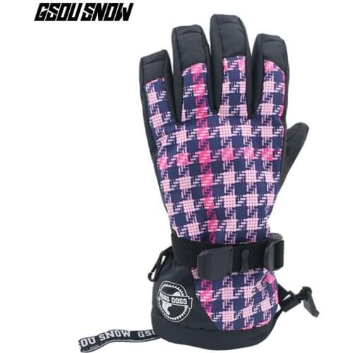 GSOU SNOW Winter Ski Gloves Men Women Waterproof Warm Gloves Snow Windproof Skiing Snowboard Gloves Touch Screen Fingers