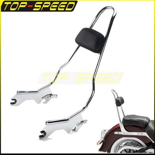 Chrome Motorcycle w/Pad Passenger Sissy Bar Backrest Pad For Harley 2018-2021 Heritage Classic 114 FLHCS Softail Slim FLSL