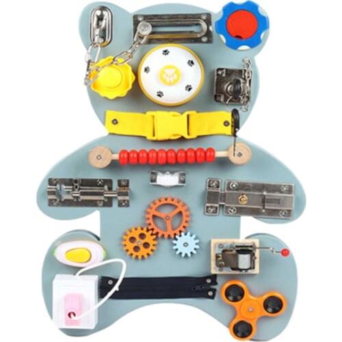 Bear Busy Montessori Unlock Toys For Children Essential Educational Sensory Board Wooden Toys For Boy Girls Learning Game Toy