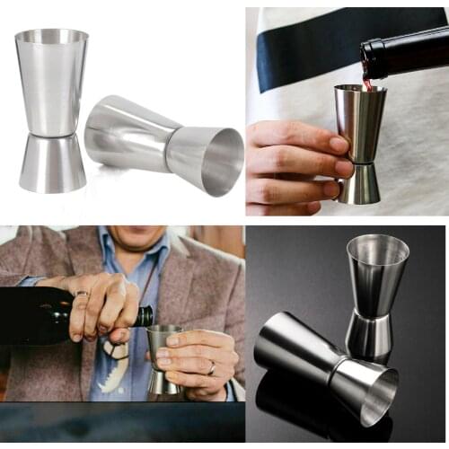 Cocktail Bar 25/50ml Stainless Steel Cocktail Shaker Measure Cup Dual Shot Drink Spirit Measure Jigger Kitchen Gadgets