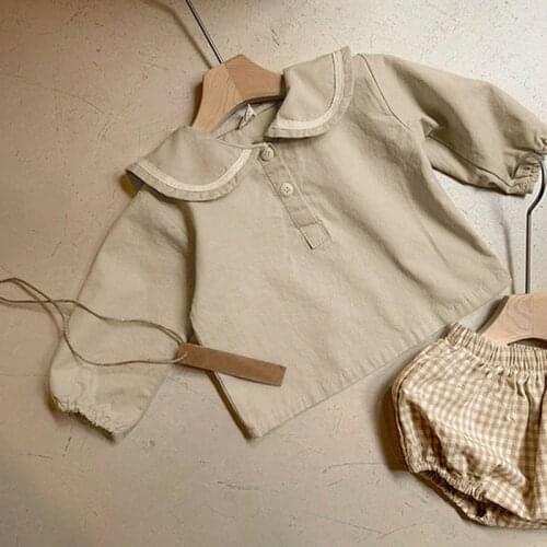 Toddler Baby Girls Boys Clothing Suit Corduroy T-Shirt Tops+Plaid PP Shorts Spring Autumn Korean Style Baby Girls Boys Clothes